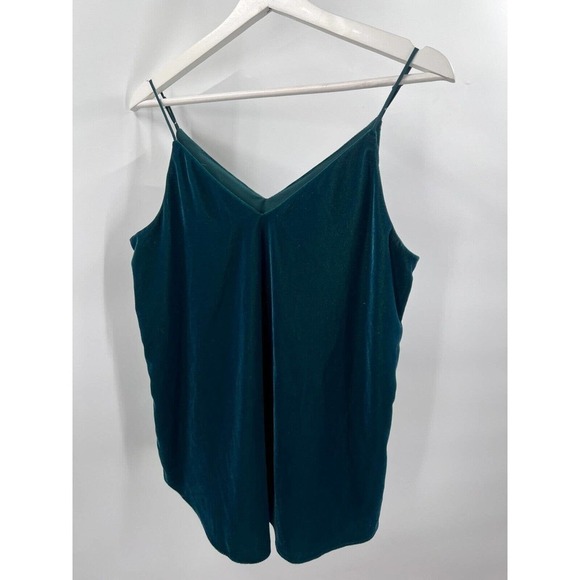 Express Womens Size S Small Green Velvet Spaghetti Strap V Neck Tank Christmas - Picture 3 of 6